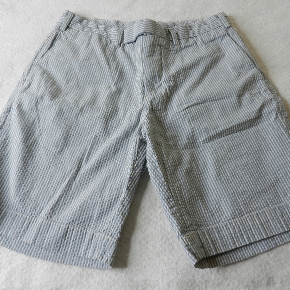 VINTAGE Polo Ralph Lauren‎ Shorts Size 33 Blue White Striped Suffield Seersucker
